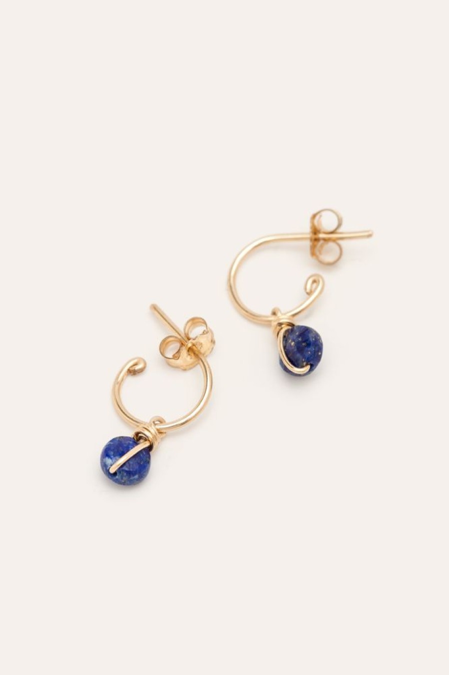 Boucles D'Oreilles YAY Paris | Mini Creoles Enlace - Lapis-Lazuli