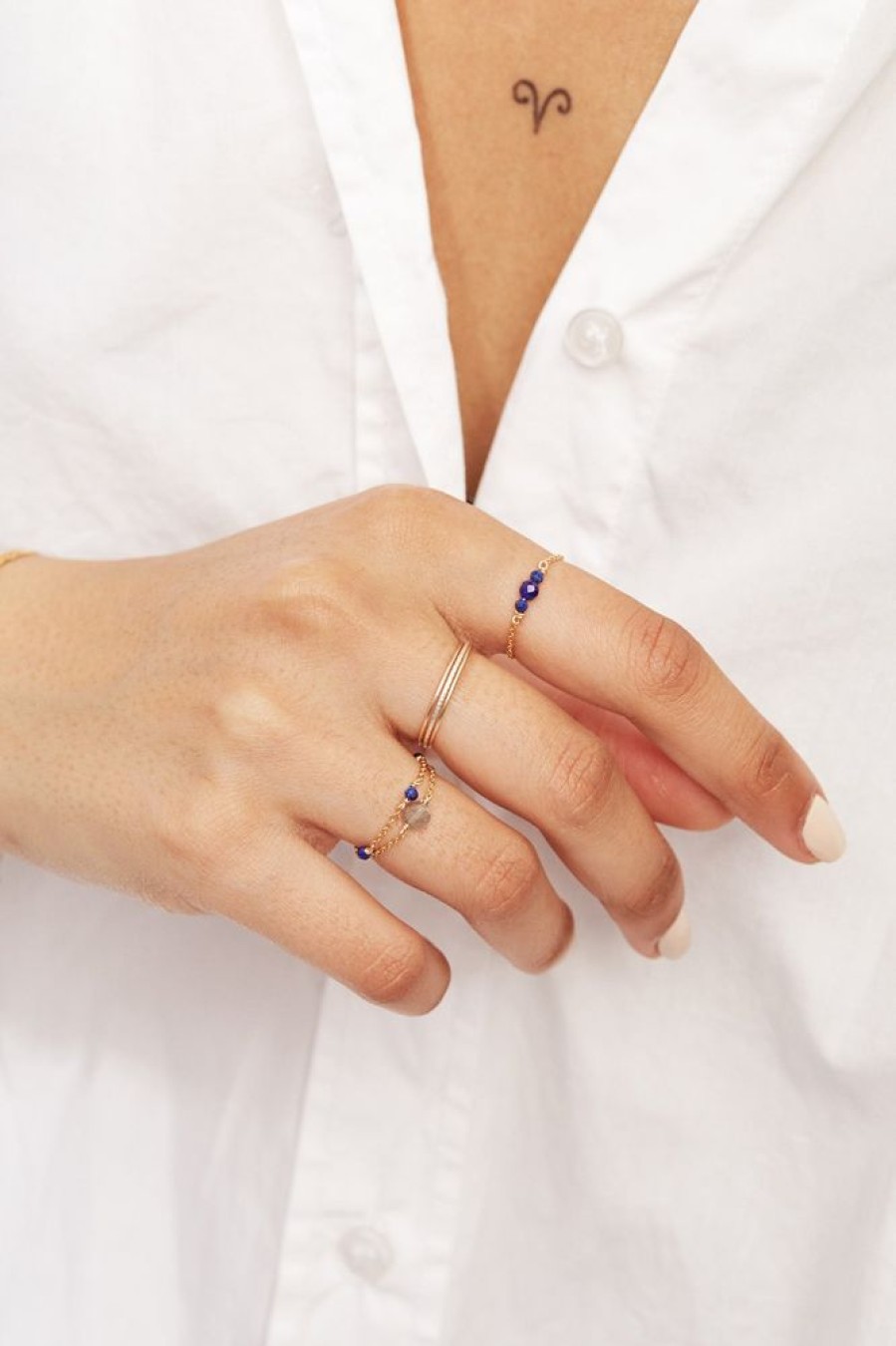 Bagues YAY Paris | Bague Chainette Satellite - Lapis-Lazuli
