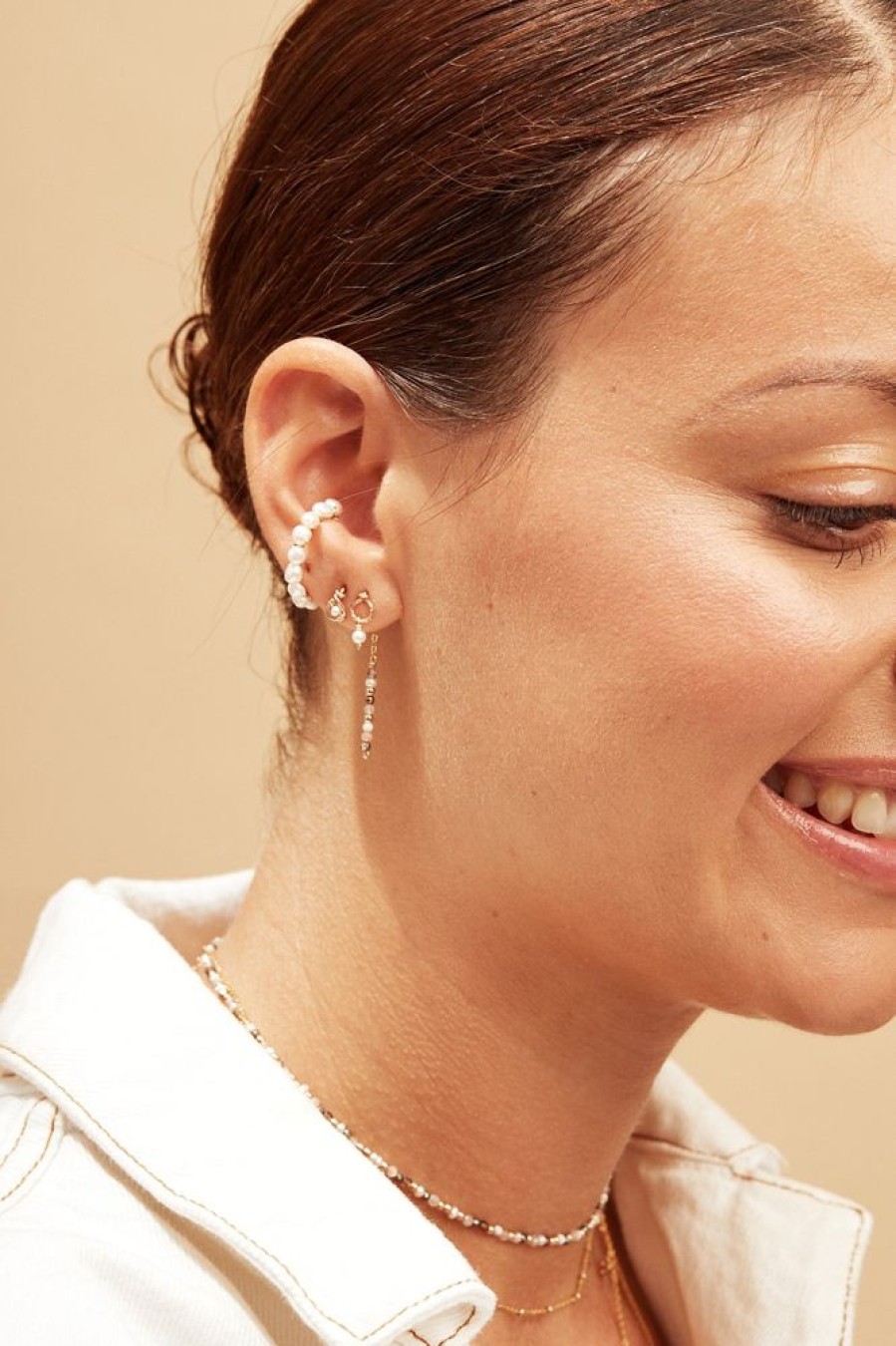 Boucles D'Oreilles YAY Paris | Faux Piercing Bouton - Perles De Culture