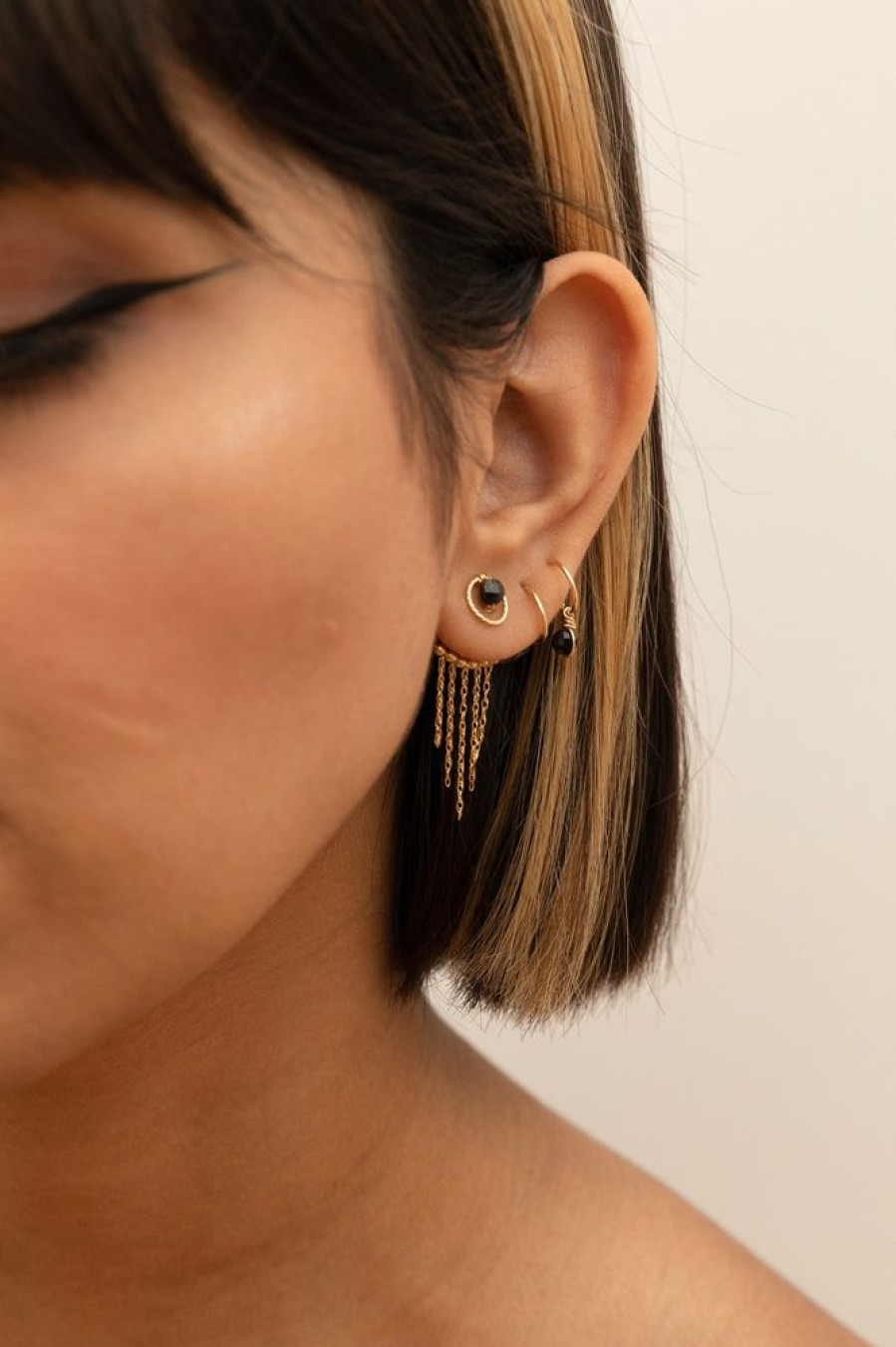 Boucles D'Oreilles YAY Paris | Mini Creoles Enlace - Spinelle