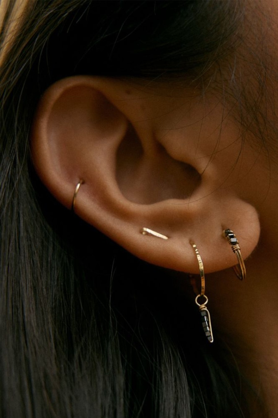 Boucles D'Oreilles YAY Paris | Mini Creoles Martele - Or 750