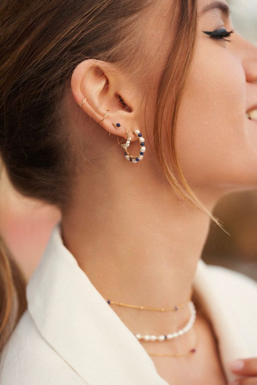 Boucles D'Oreilles YAY Paris | Puces Coquille - Lapis-Lazuli