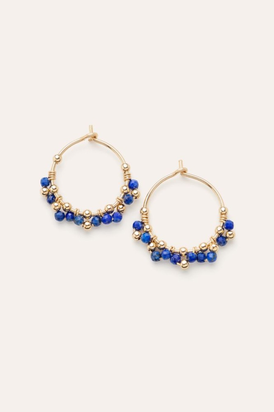 Boucles D'Oreilles YAY Paris | Creoles Dentelle - Lapis-Lazuli