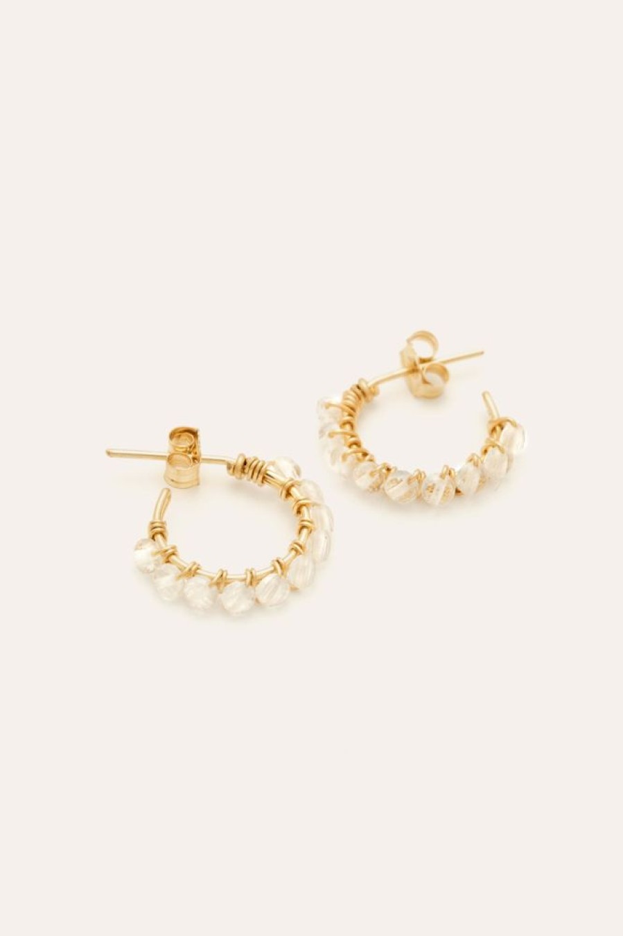 Boucles D'Oreilles YAY Paris | Creoles Pave - Cristal De Roche
