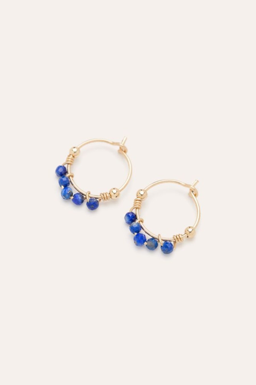 Boucles D'Oreilles YAY Paris | Mini Creoles Dentelle - Lapis-Lazuli