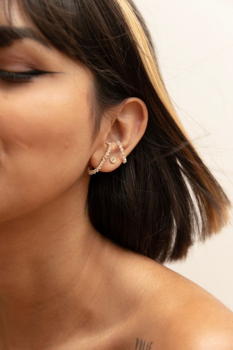 Boucles D'Oreilles YAY Paris | Faux Piercing Pave - Cristal De Roche