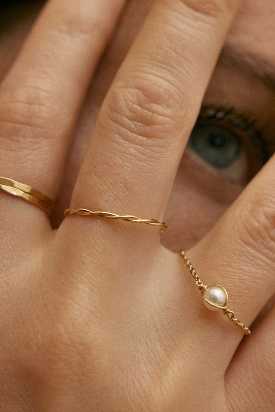 Bagues YAY Paris | Bague Chainette Enlace - Perle De Culture - Or 750