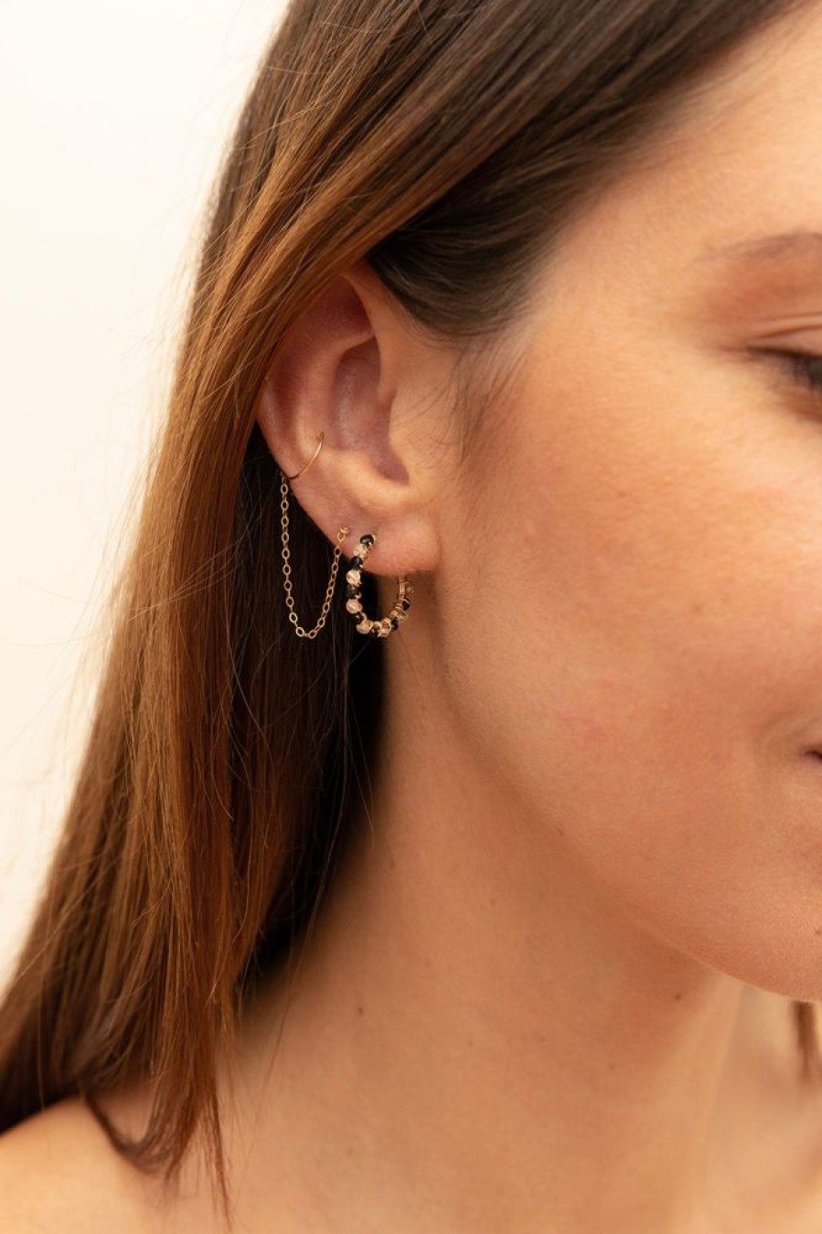 Boucles D'Oreilles YAY Paris | Creoles Pave - Damier