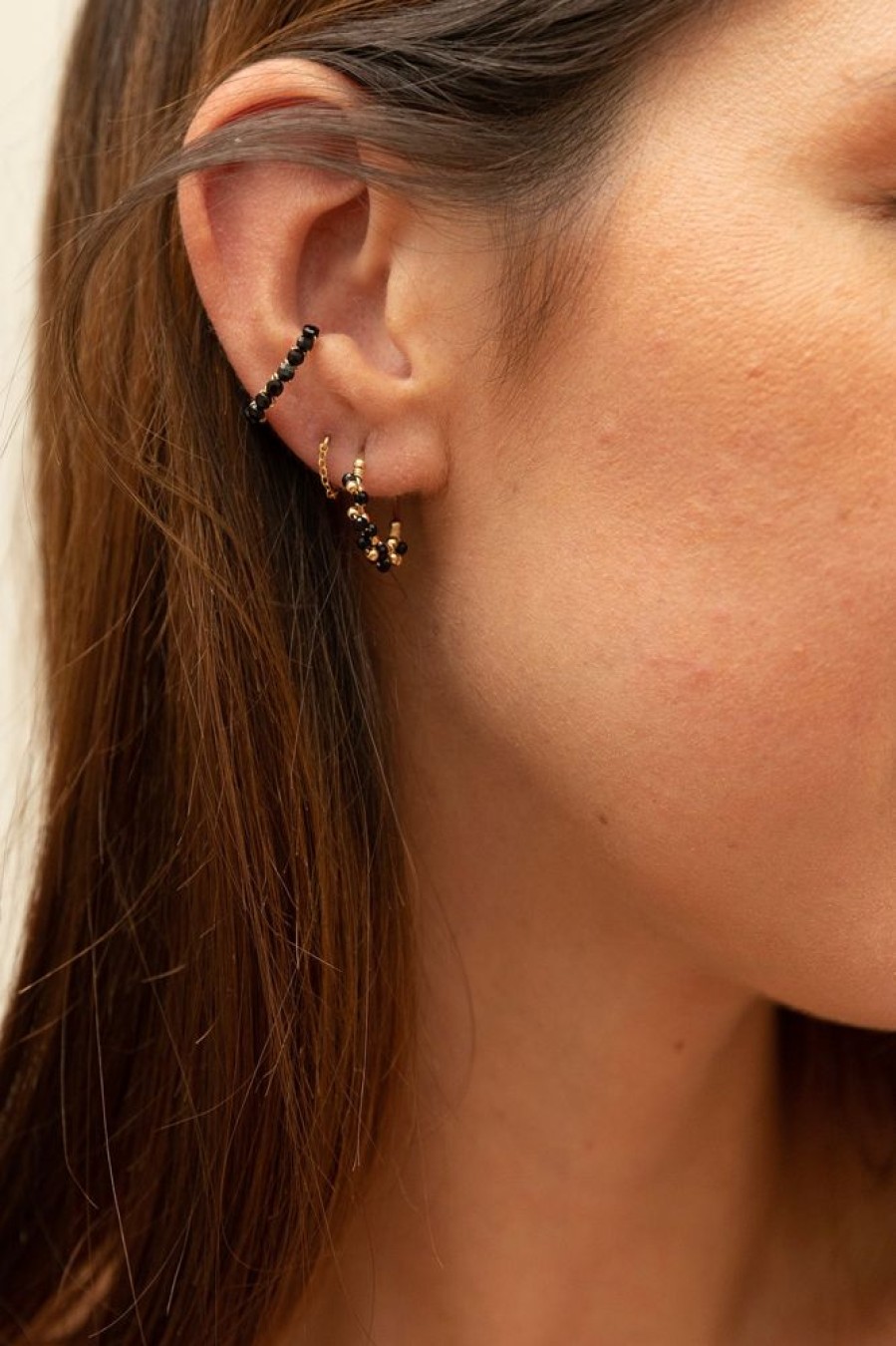 Boucles D'Oreilles YAY Paris | Faux Piercing Pave - Spinelle