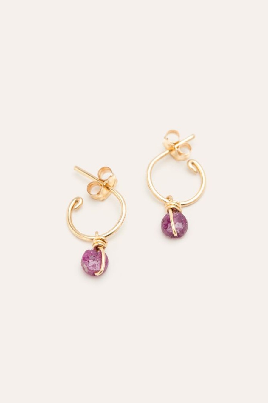Boucles D'Oreilles YAY Paris | Mini Creoles Enlace - Rubis