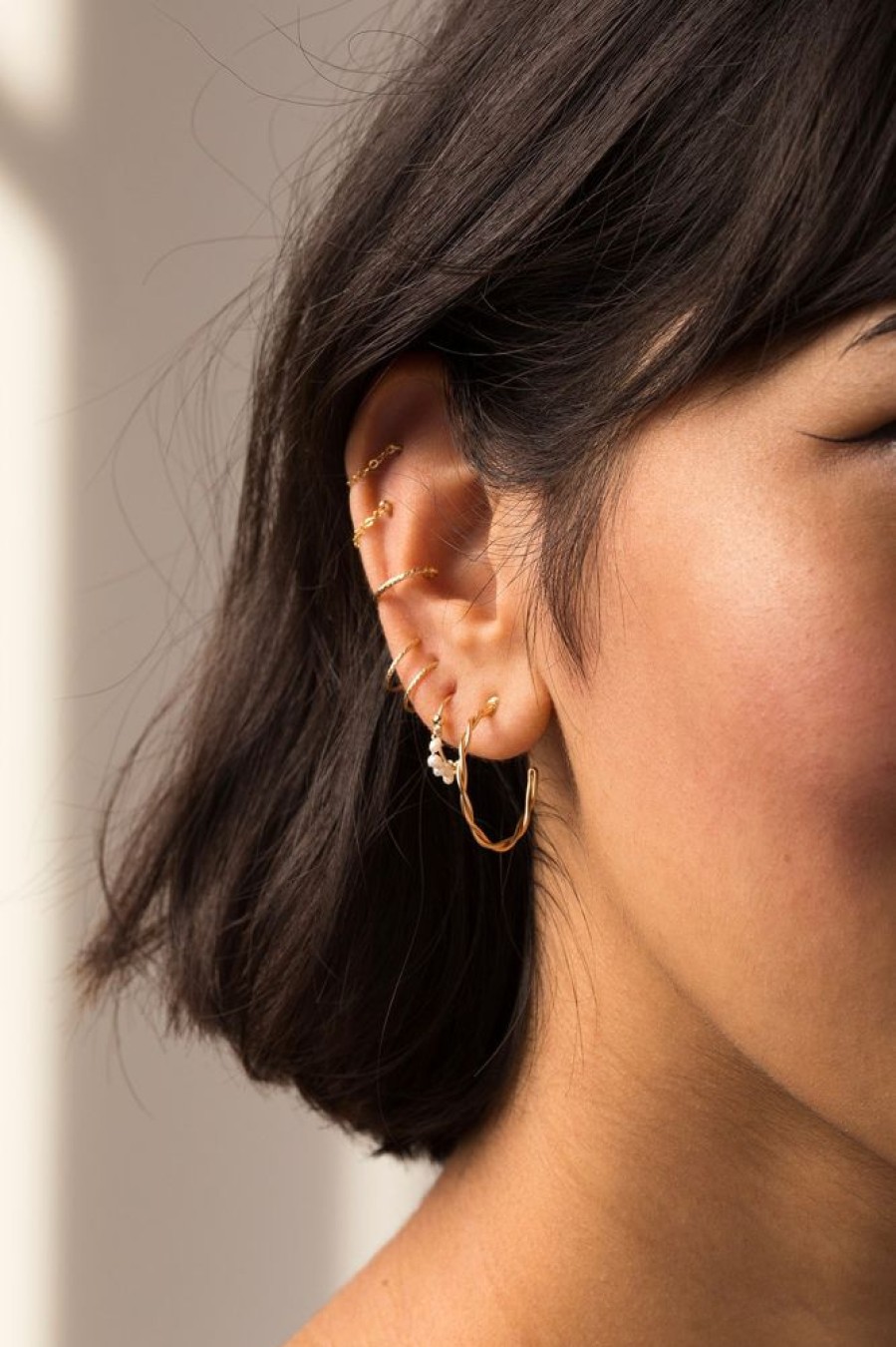 Boucles D'Oreilles YAY Paris | Mini Creoles Dentelle - Perles De Culture
