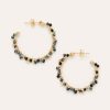 Boucles D'Oreilles YAY Paris | Grandes Creoles Dentelle - Obsidienne