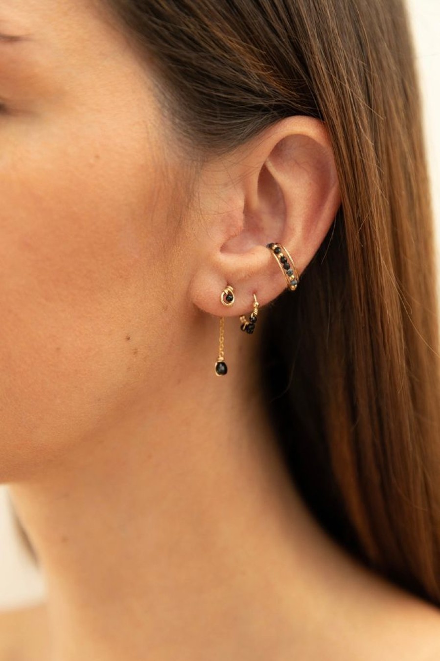Boucles D'Oreilles YAY Paris | Faux Piercing Queen - Obsidienne
